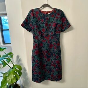 J. Crew Red and Green Floral Mini Dress